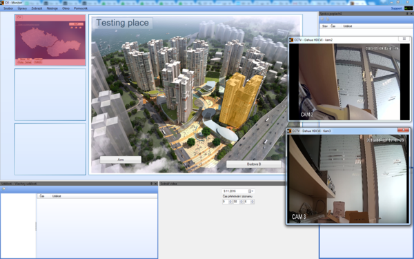 Rozhraní nadstavby C4 (verze 2015) ve spojení s kamerovým systémem Dahua