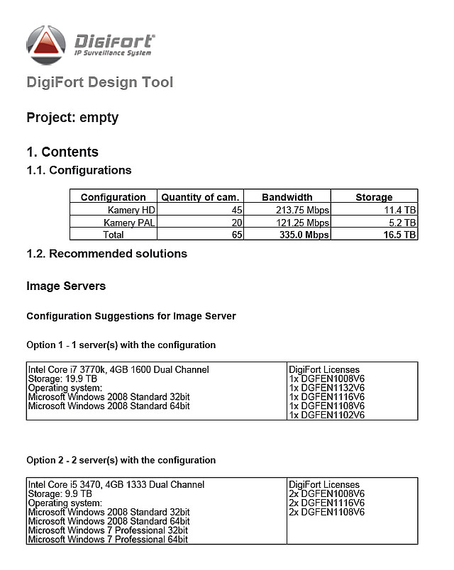 Digifort Design Tool - Export konfigurace do PDF