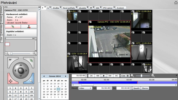 Přehrávání atypické matice CCTV kamer